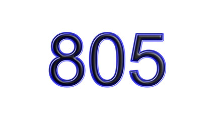 blue 805 number 3d effect white background