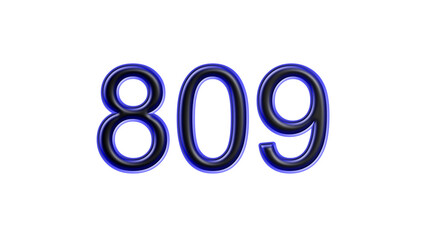 blue 809 number 3d effect white background