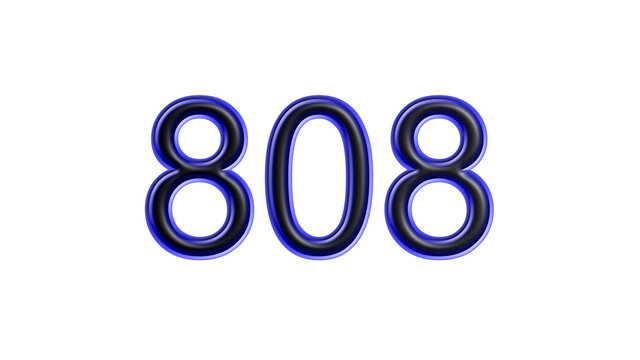 blue 808 number 3d effect white background