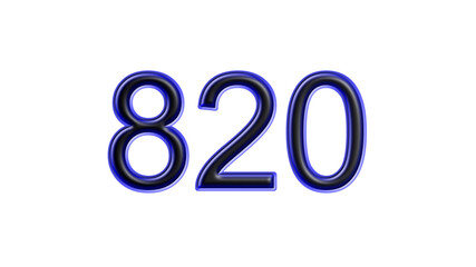blue 820 number 3d effect white background