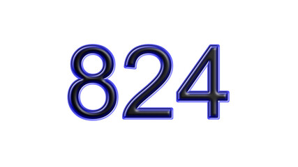 blue 824 number 3d effect white background