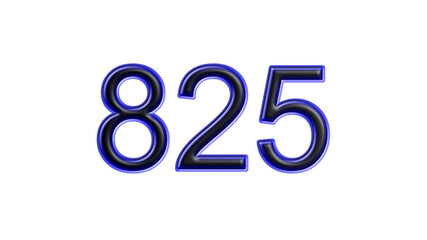 blue 825 number 3d effect white background