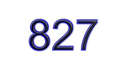 blue 827 number 3d effect white background
