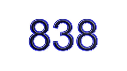 blue 838 number 3d effect white background