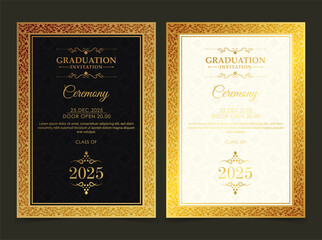 Elegant graduation invitation template with ornament