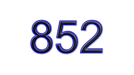 blue 852 number 3d effect white background