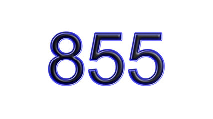 blue 855 number 3d effect white background