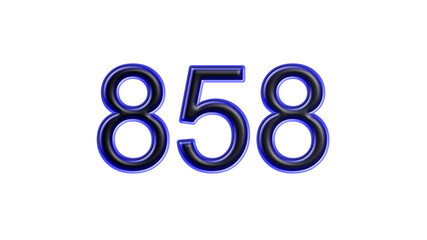 blue 858 number 3d effect white background