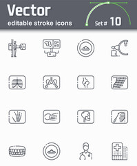 Vector editable stroke X ray and human skeleton structure symbols