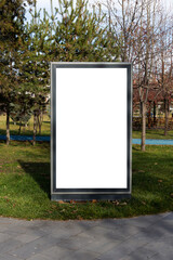 Blank billboard in the public park