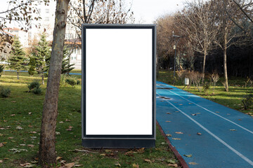 Blank billboard in the public park
