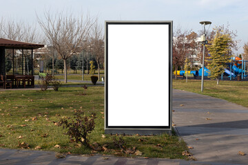 Blank billboard in the public park