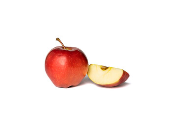 Isolated red apple. Red apple with a slice isolated on a white background