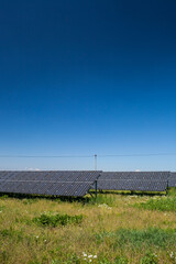 Sunlight as a resource of renewable energy: solar panels on a sunny day