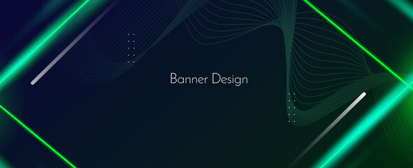 Abstract geometric green elegant modern neon effect pattern colorful banner background