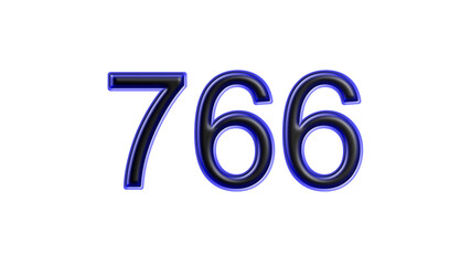 blue 766 number 3d effect white background