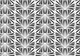 Flower geometric pattern. Seamless vector background. White and black ornament