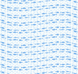 seamless pattern, Fish, Sea waves, ocean life, background, fish