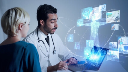 Medical technology concept. Remote medicine. Electronic medical record.