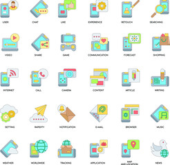Social Media users flat vector icon collection set