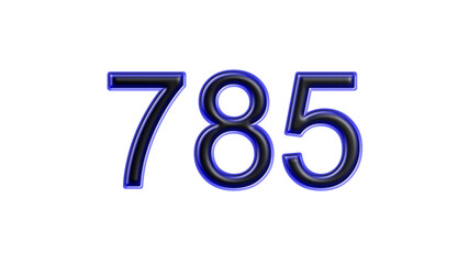 blue 785 number 3d effect white background