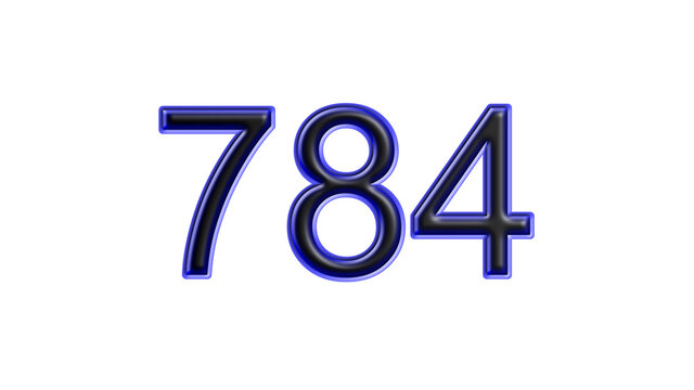 blue 784 number 3d effect white background