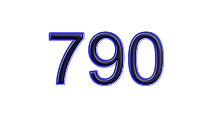 blue 790 number 3d effect white background
