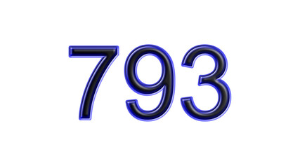 blue 793 number 3d effect white background