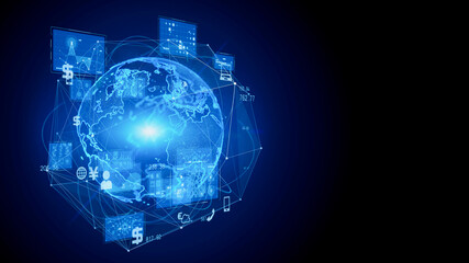 Global communication network concept. Graphical User Interface. Abstract background.
