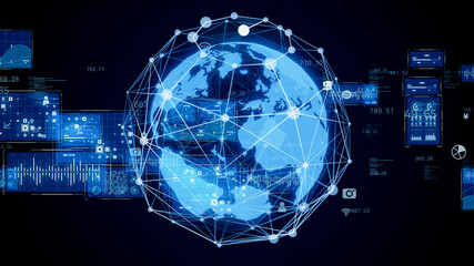 Global communication network concept. Graphical User Interface. Abstract background.