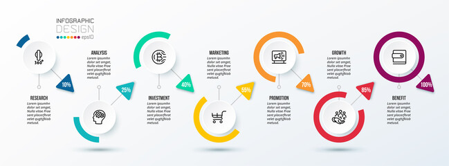 Timeline chart business infographic template.