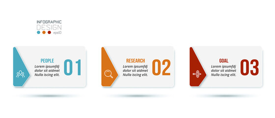 Business infographic  template with step or option design.