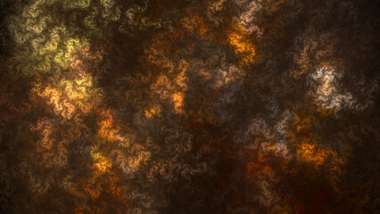 Fototapeta na wymiar Abstract golden brown fractal pattern on dark background