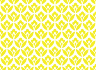 Papier peint Jaune Motif géométrique de fleurs. Fond vectorielle continue. Ornement blanc et jaune