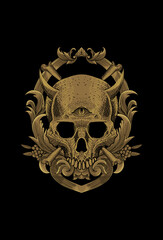 Skull and ornament artwork illustration
