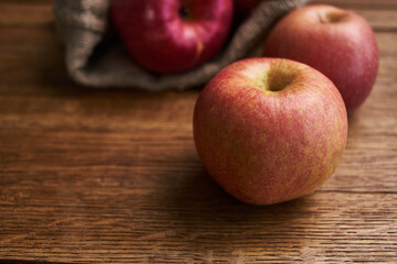 apples on a wooden table vitamins fresh fruits organic