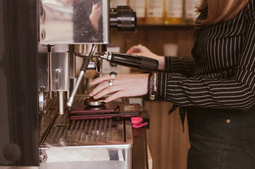 person working on a machine