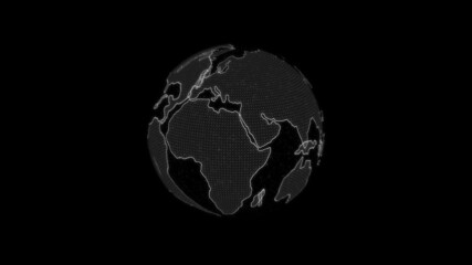 Digital hologram of the earth white color. 3D render. Abstract Globe.