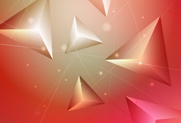 Light Red, Yellow vector triangle mosaic background.