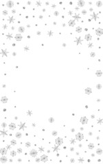 Metal Confetti Background White Vector. Snowflake Drawn Texture. Luminous Dot Shine. Grey Elegant Illustration.