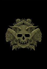 Fototapeta premium Skull with wings and mandala ornament