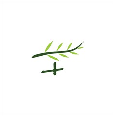 INITIAL F LOGO VECTOR TEMPLATE LEAVES