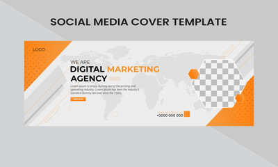Editable Creative social media Facebook Corporate cover with elegant design, Abstract orange, gray social media cover slides, business promotion post, Modern brochure cover design.
