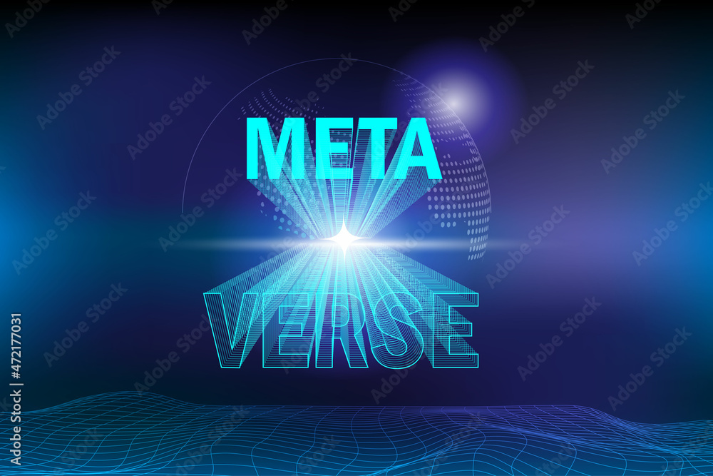 Poster metaverse, virtual reality, augmented reality and blockchain technology, user interface 3d experienc