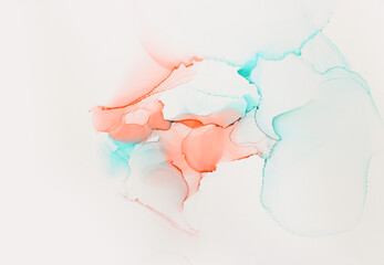 art photography of abstract fluid painting with alcohol ink, blue and pink colors
