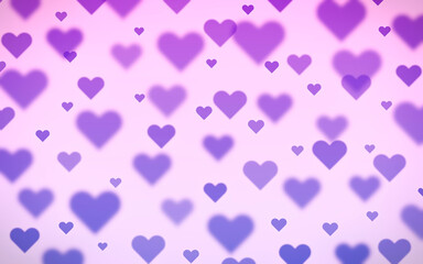 Background of hearts in purple and pink colors.