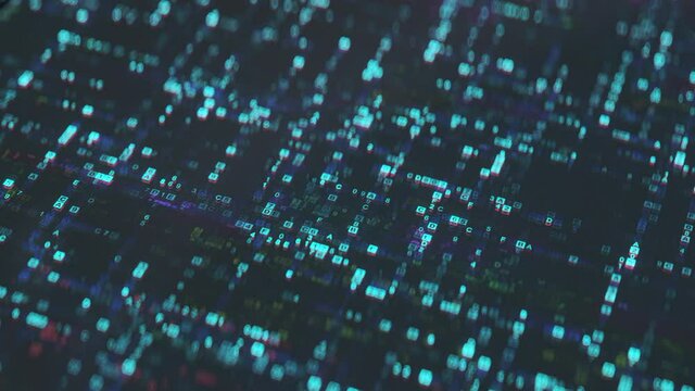 Hexadecimal code is the lowest form of programming language. Seamless loop 3D render animation