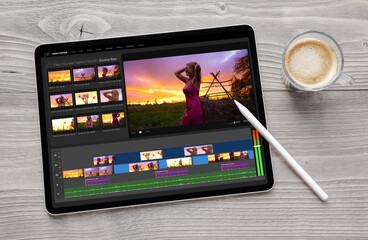 Sample video editor app on tablet computer
