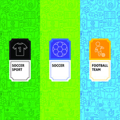 Soccer Package Labels. Vector Illustration of Outline Design.