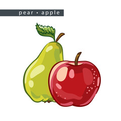 sketch_pear_apple_two_whole_fruits
